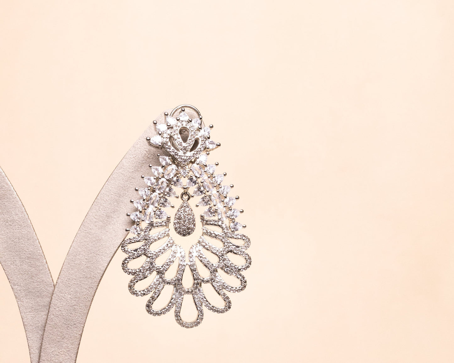 White Finish Zircon Dangler Earrings