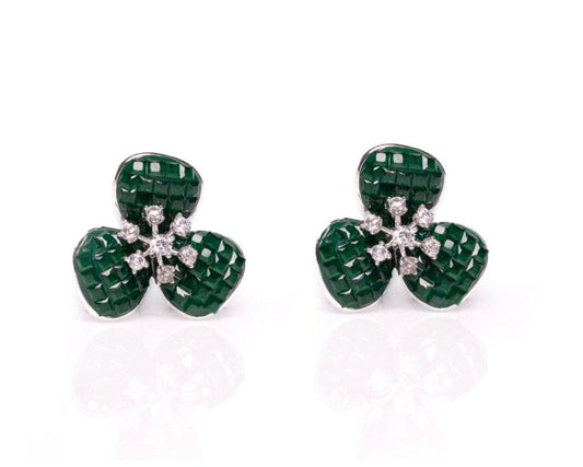 Green Floral Studs