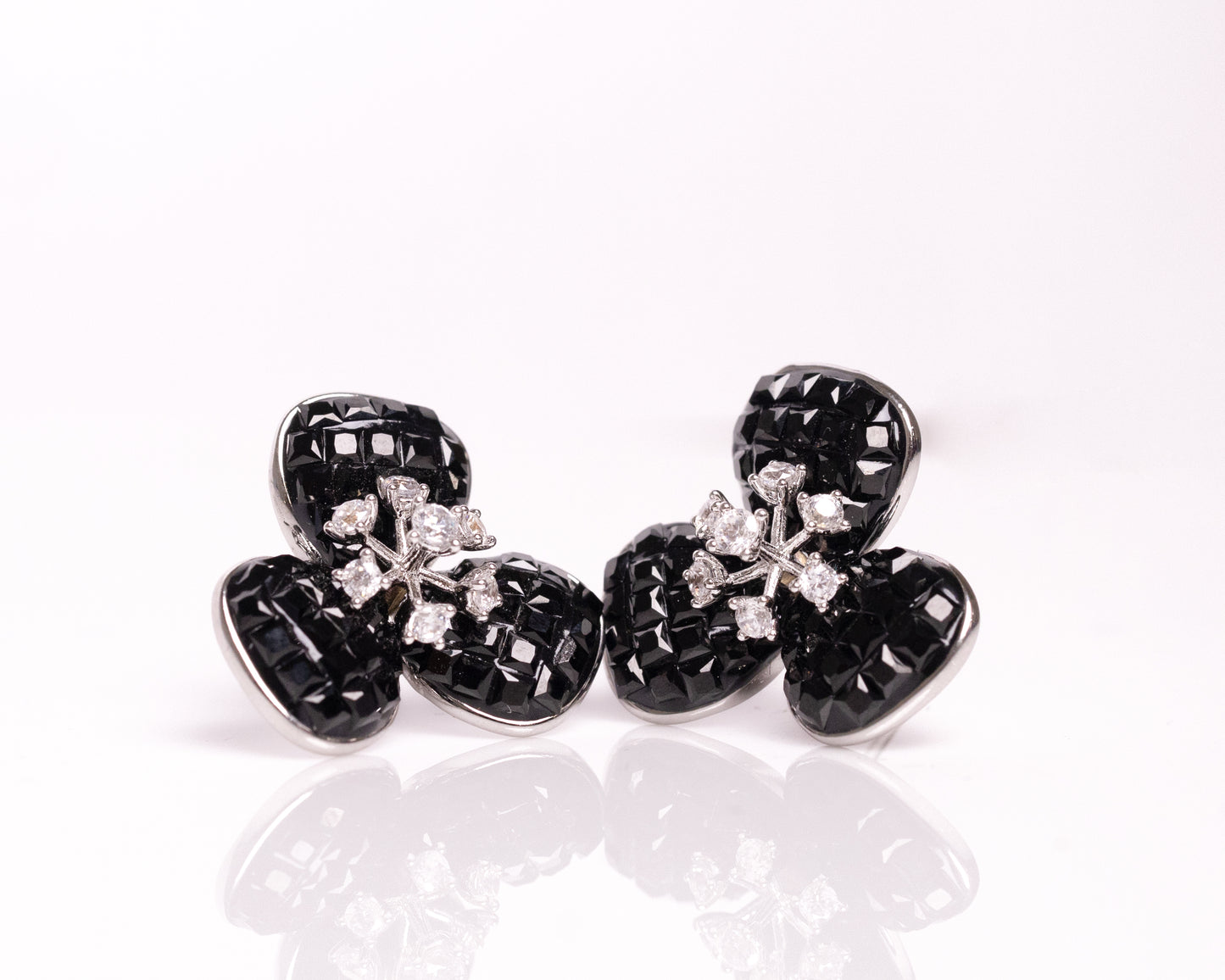Black Floral Studs