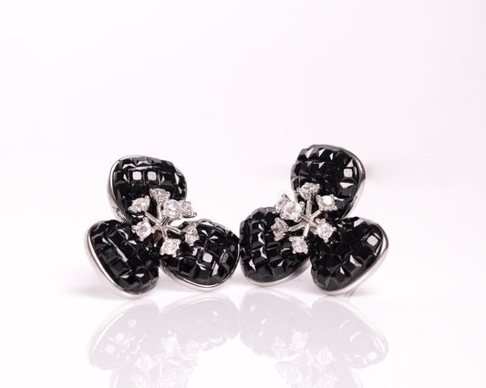Black Floral Studs