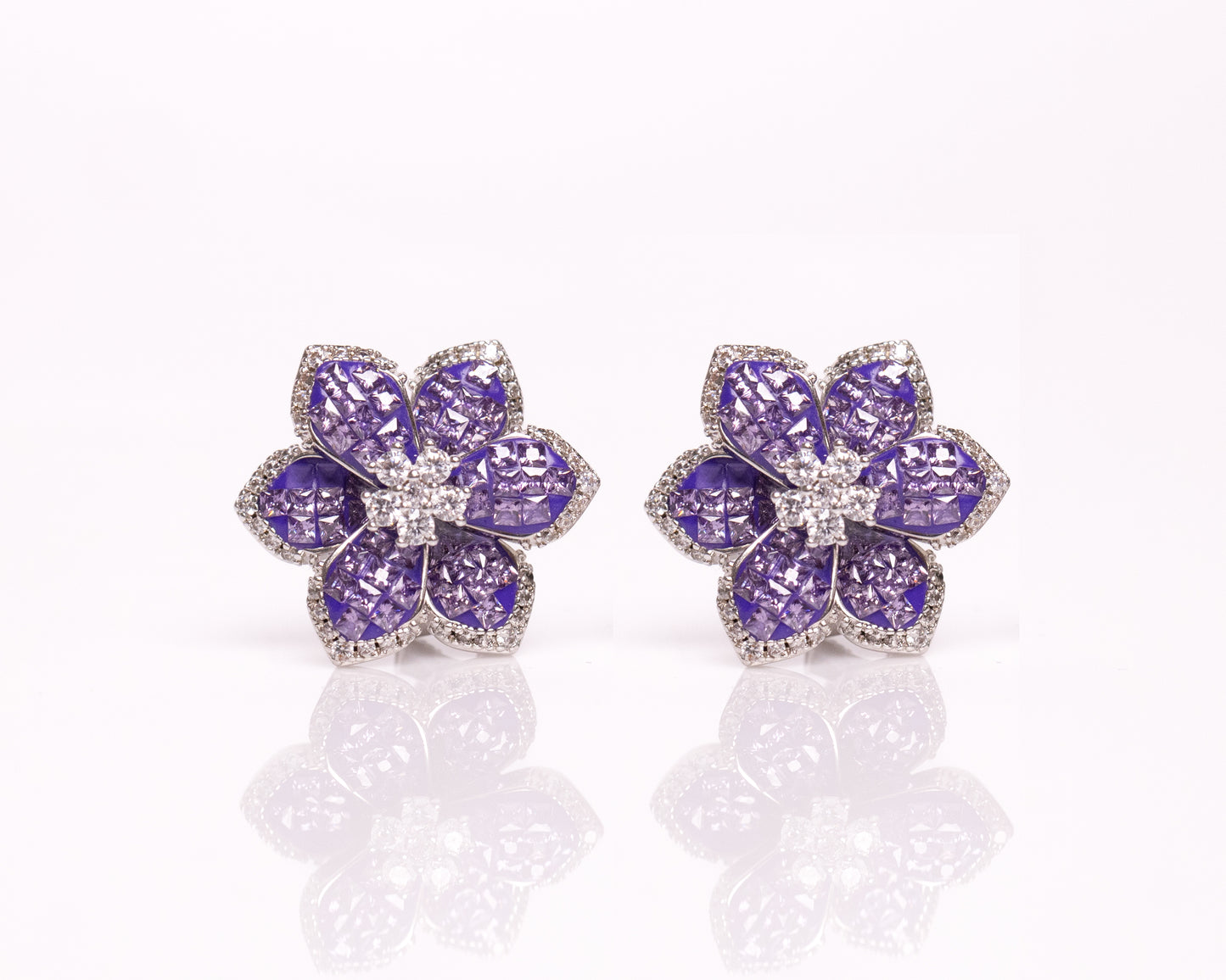 Purple Floral Blooms Earrings