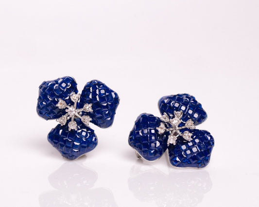 Blue Floral Studs