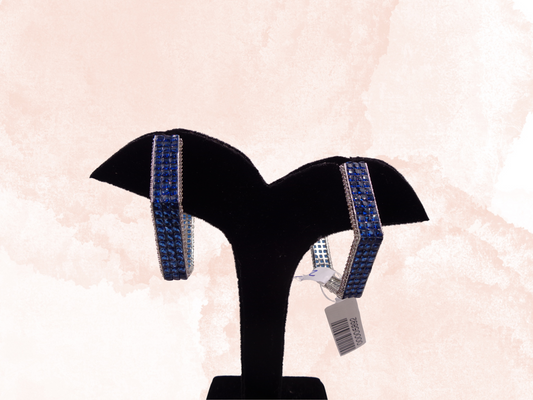 Deep Blue Cocktail Hoop Earrings