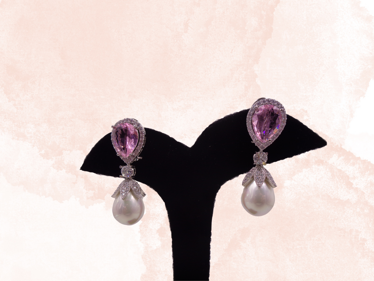 Pink Pearl Cascade Earrings