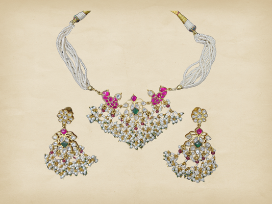 Kundan Pearl Necklace Set