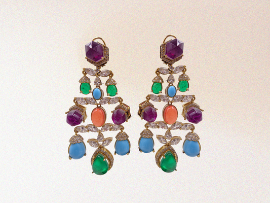 Multi-Gemstone Drop Earrings
