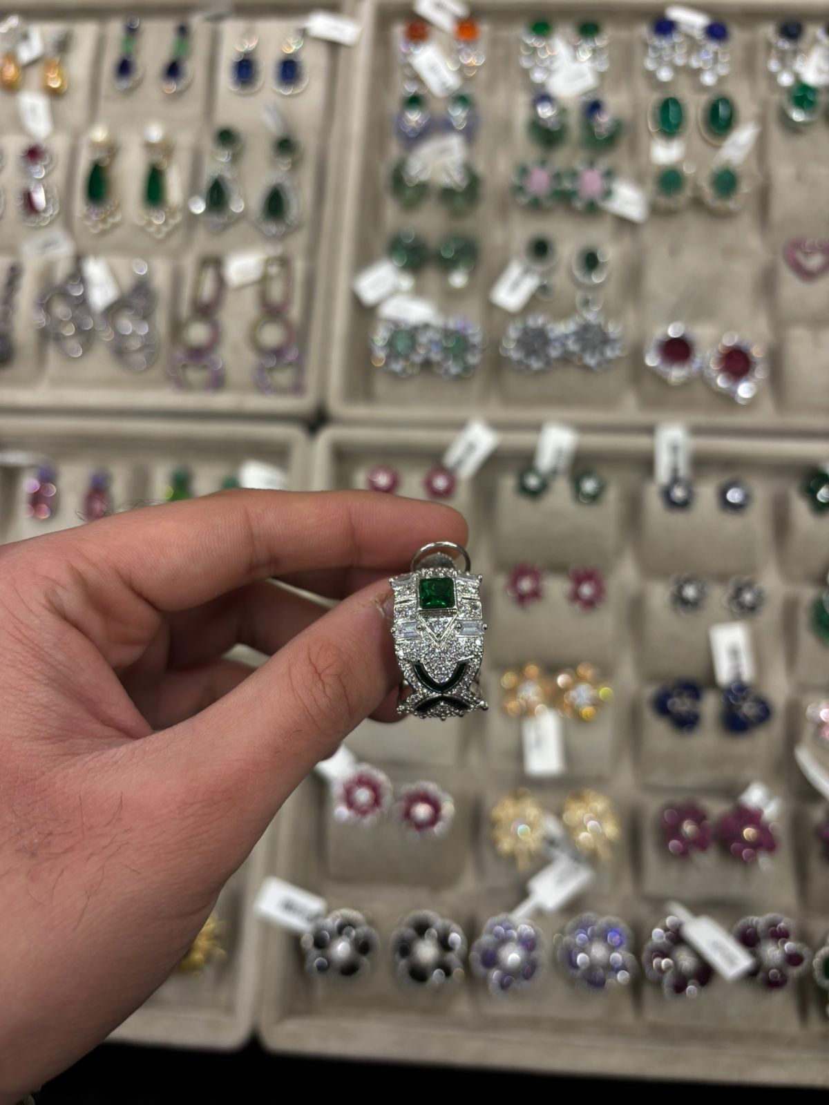 Emerald Crystal Demi Fine Hoop Earrings