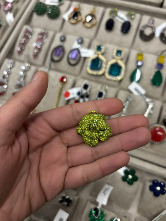 Emerald Green Embroidered Clutch Earrings