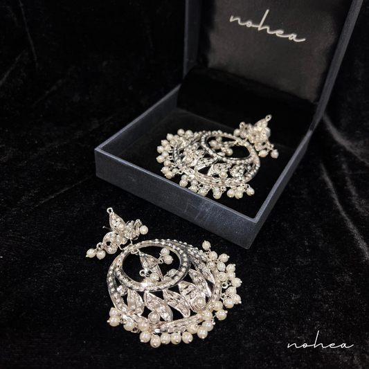 Eesha Jadau Silver Chandbali