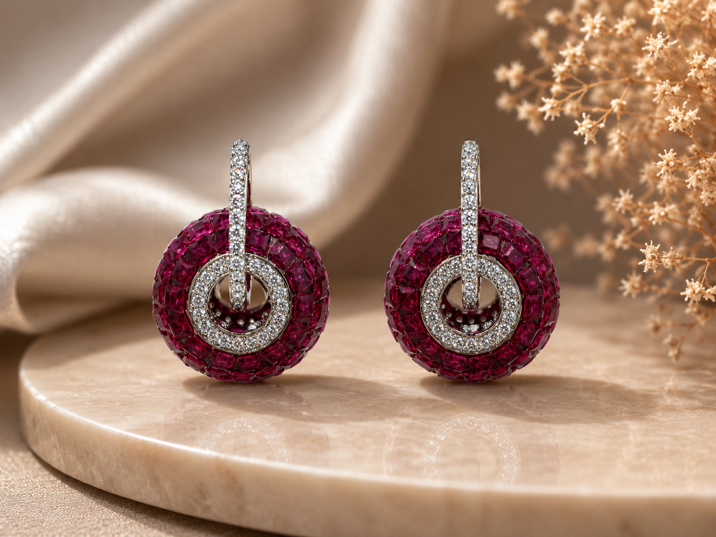Ruby Halo Earrings