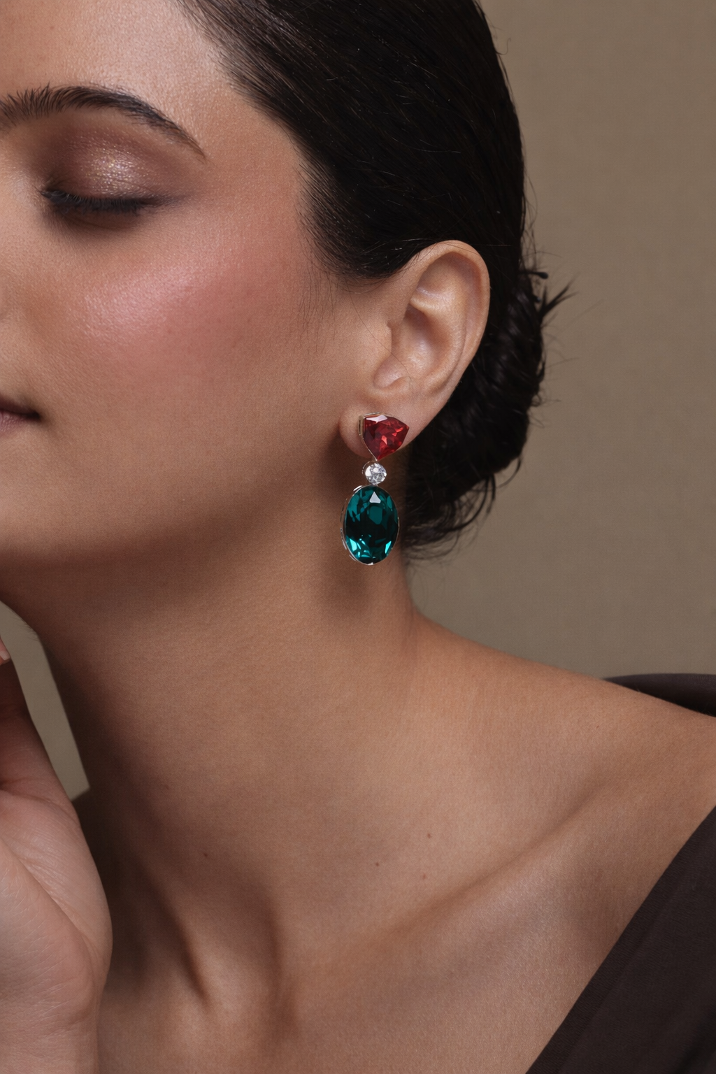 Crimson Verde Swarovski Drops