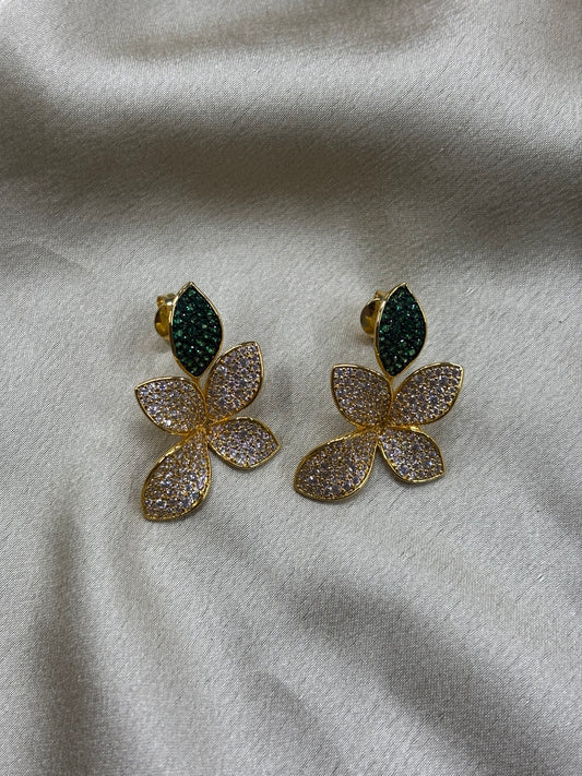 Emerald Petal Earrings