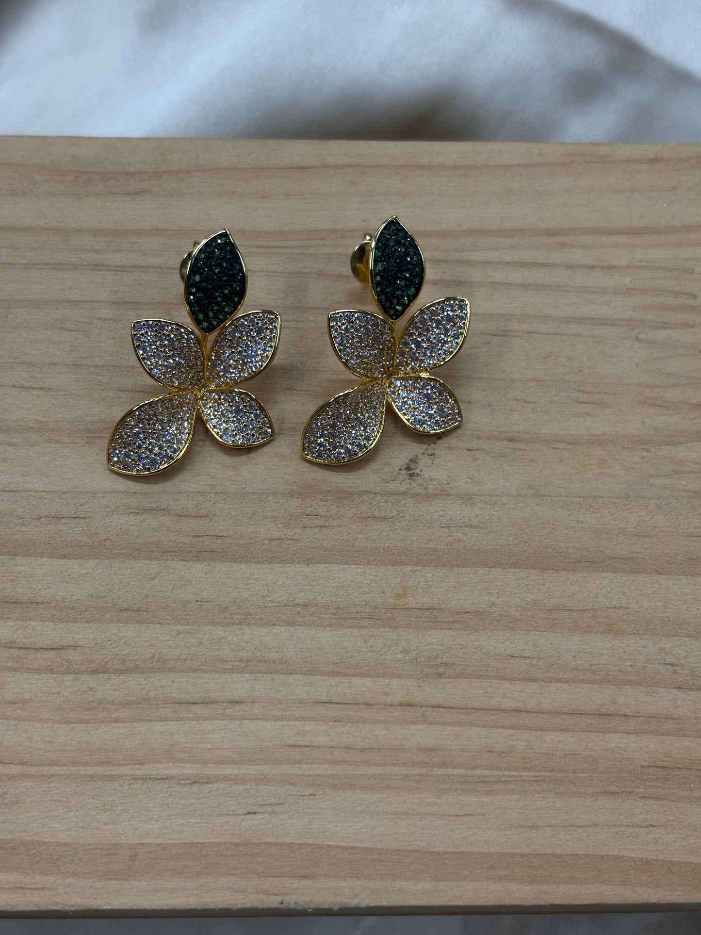 Emerald Petal Earrings