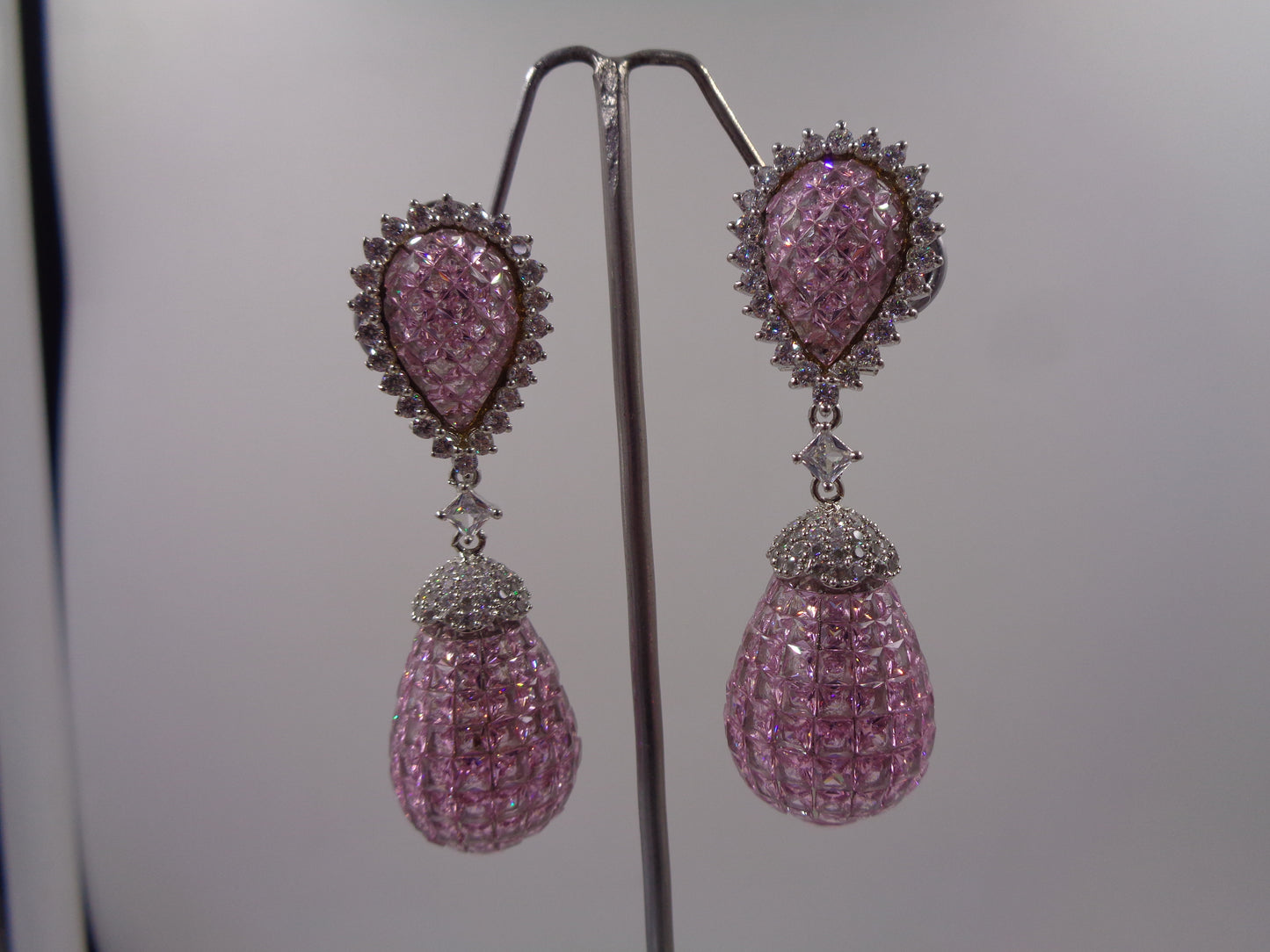 Pink Zirconia Drop Earrings