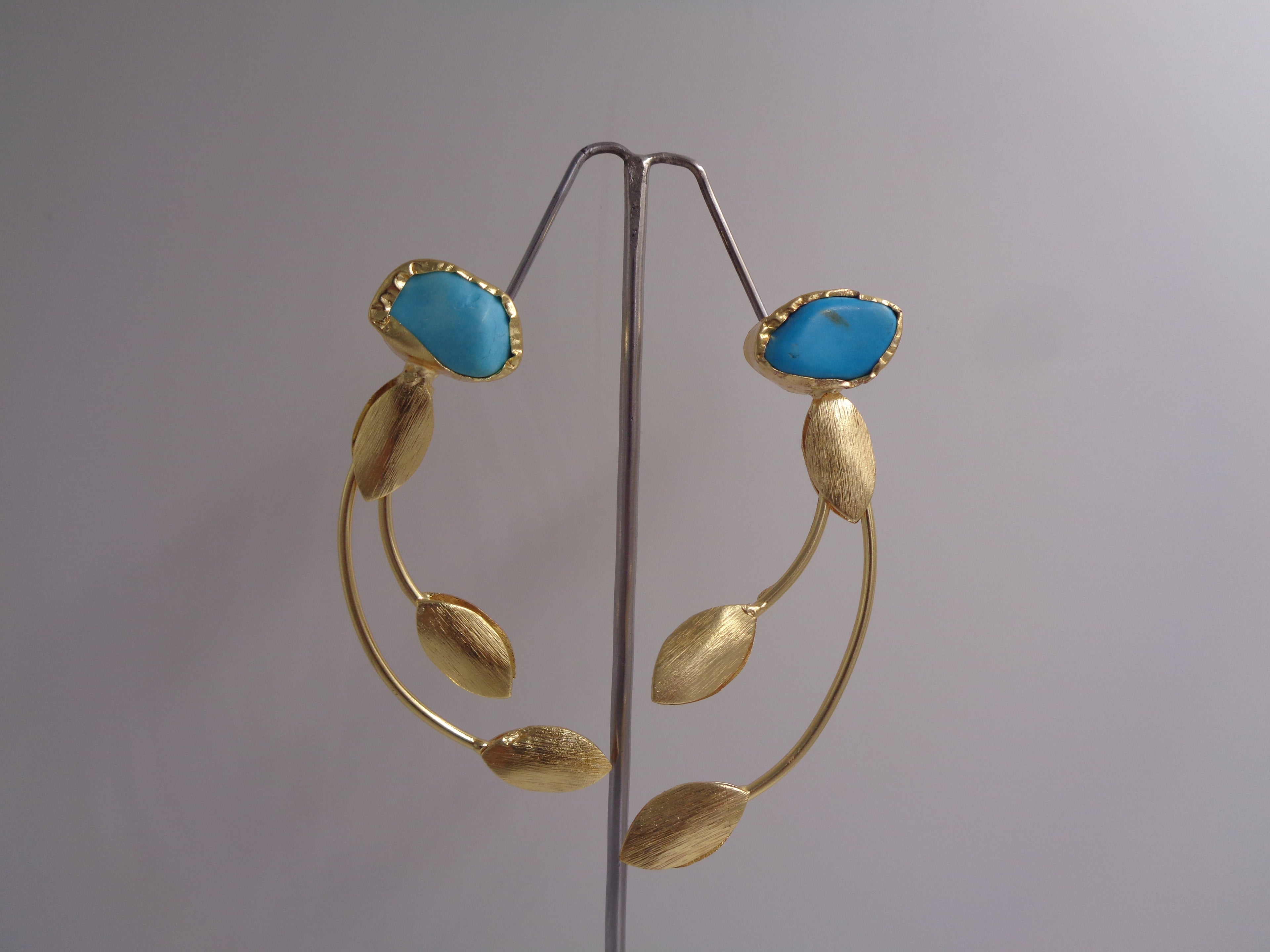 Golden Leaf With Firoza Stone