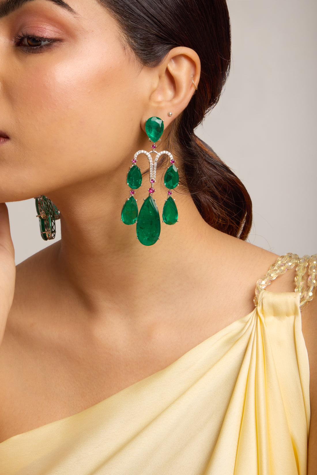 Green Emerald Dangler Earrings