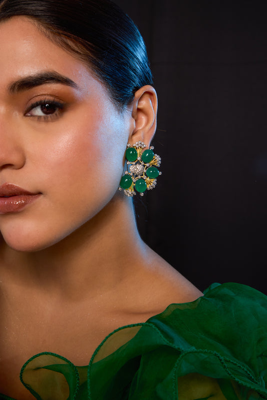 Green Swarovski Embellished Earrings