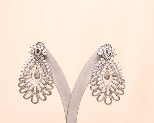 White Finish Zircon Dangler Earrings