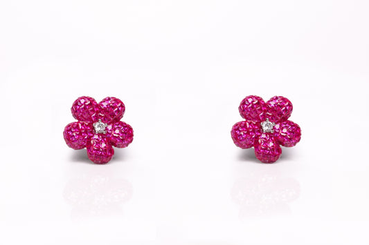 Ruby Floral Blooms Earrings