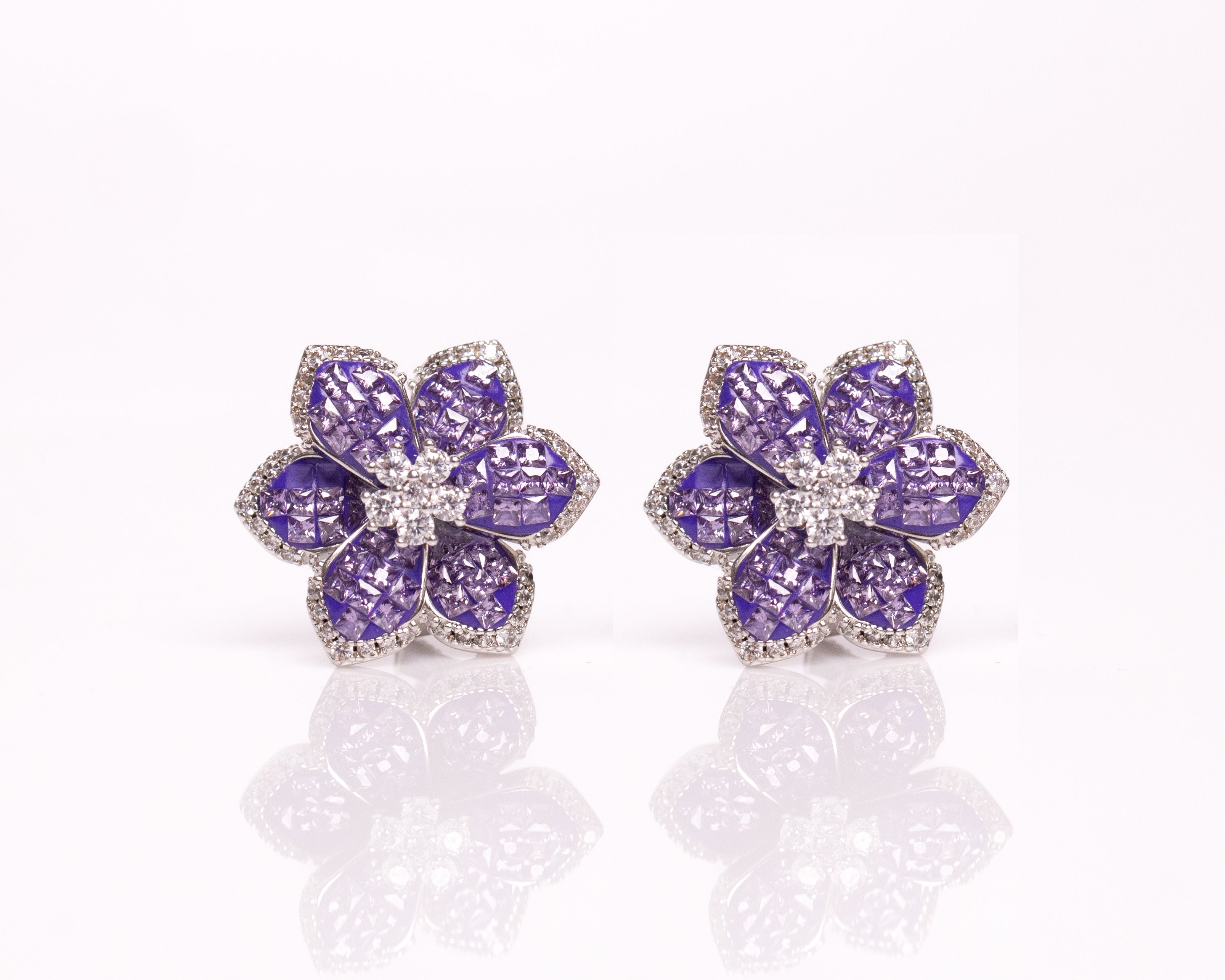 Purple Floral Blooms Earrings