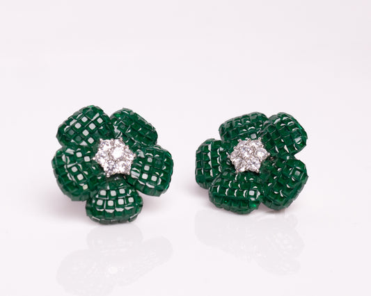 Flora Emerald Studs