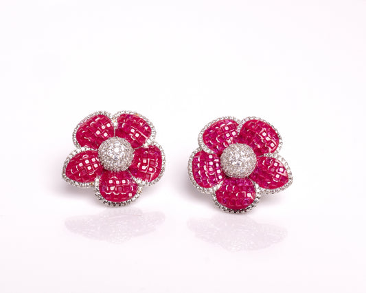 Ruby Floral Diamond Studs