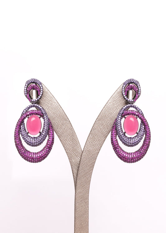 Pink Zirconia Danglers Earrings