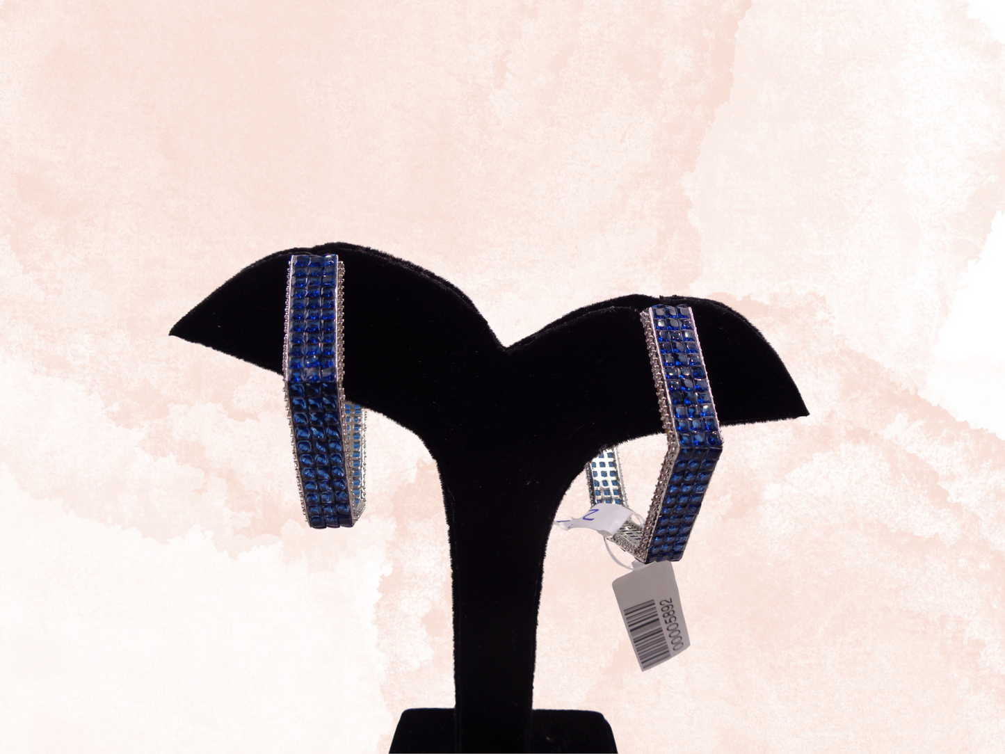 Deep Blue Cocktail Hoop Earrings