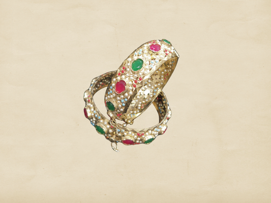 Gold Plated Jadau Bangle Set