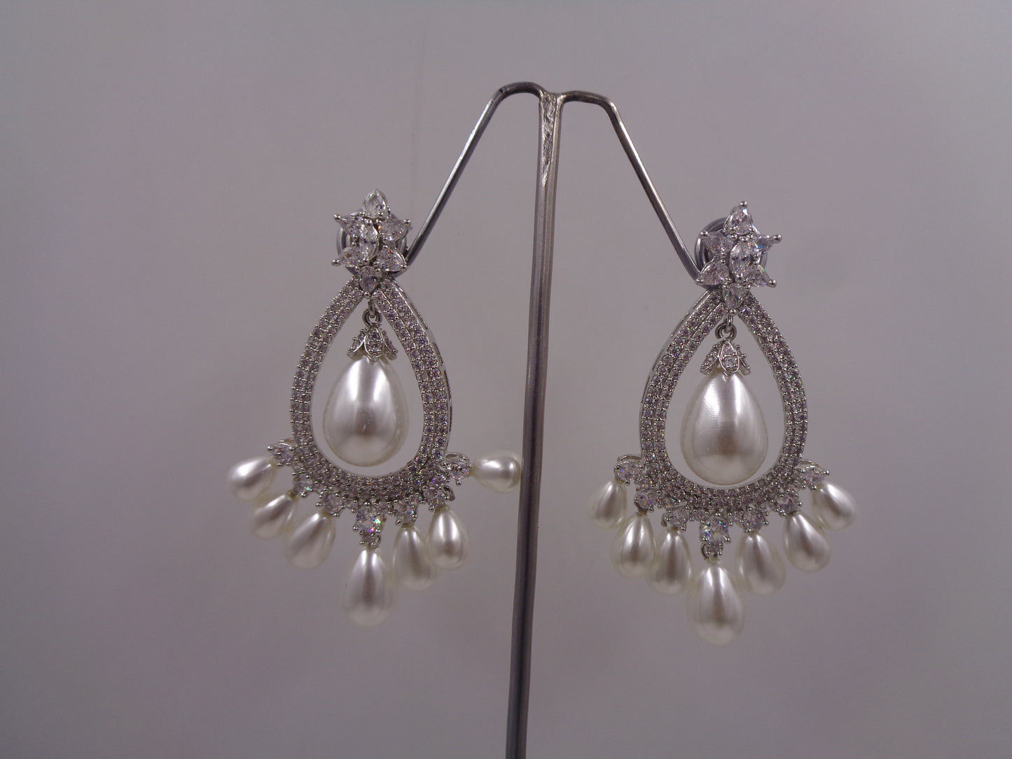 Pearl Teardrop Carved Earrings