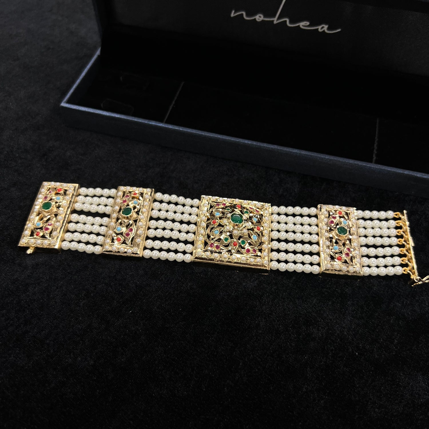 Gold Finished Emerald Rubby Jadau Bracelet | Punjabi Traditional Jewel –  Punjabi Traditional Jewellery